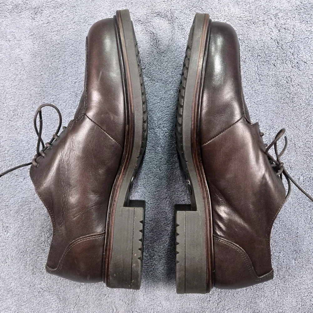 Bass Oxford Shoes Mens 9.5 Brown Excellent Made in Italy Leather Lug Sole 5178